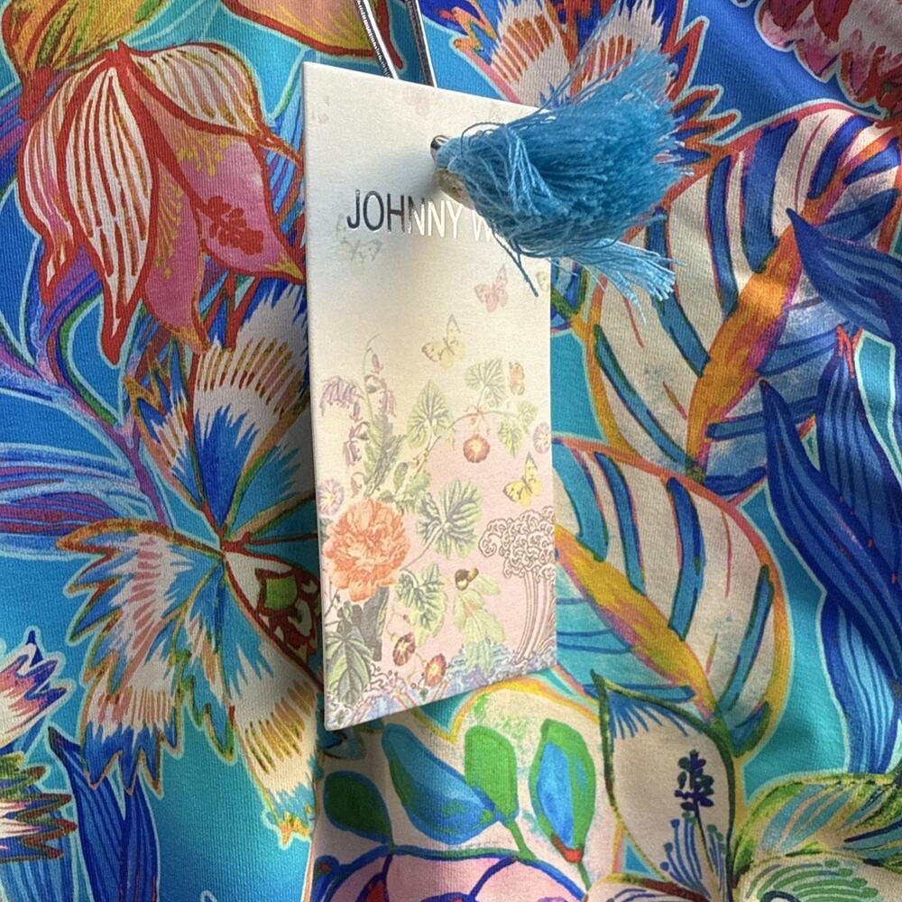 Johnny Was Size Small Helena Halter One Piece Swimsuit Blue Floral NWT $198 - Picture 9 of 11
